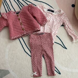 French Connection Pink and White Baby Outfit Set - Size 0-3 months